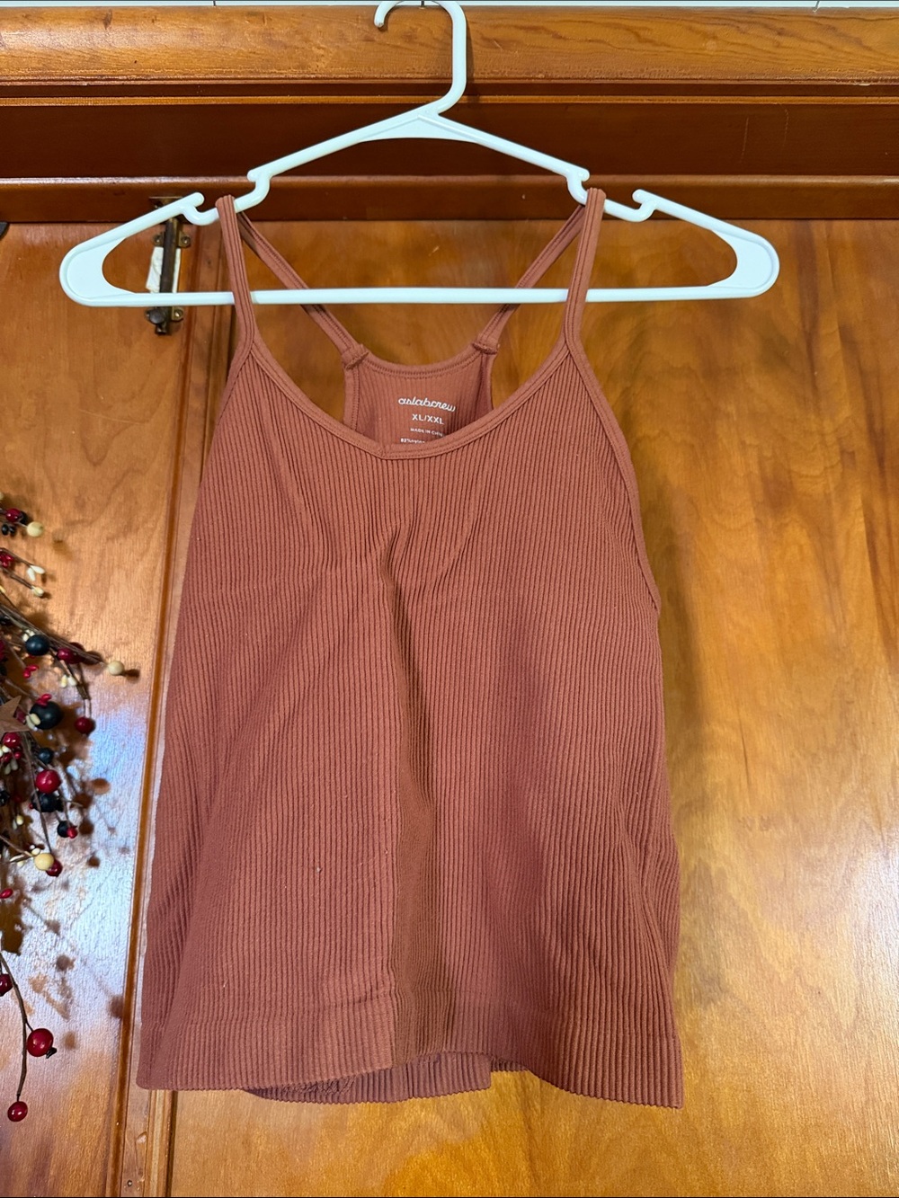 Rust Ribbed Double-Strap Tank Camisole